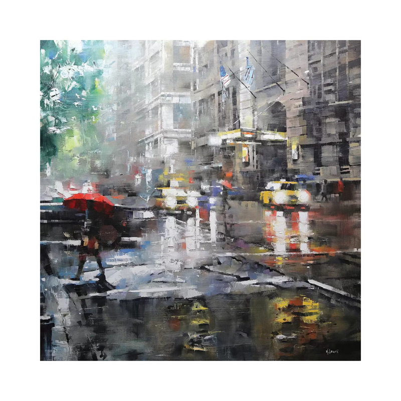 Manhattan Red Umbrella by Mark Lague - Wrapped Canvas Print, 66.04 cm H x 66.04 cm W x 1.91 cm D