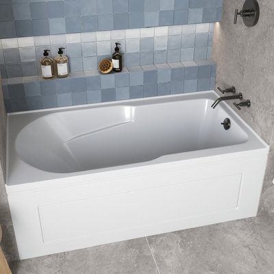 Streamline 60 in. x 32 in. Acrylic Right-Hand Drain Alcove Bathtub in Glossy White With External Drain
