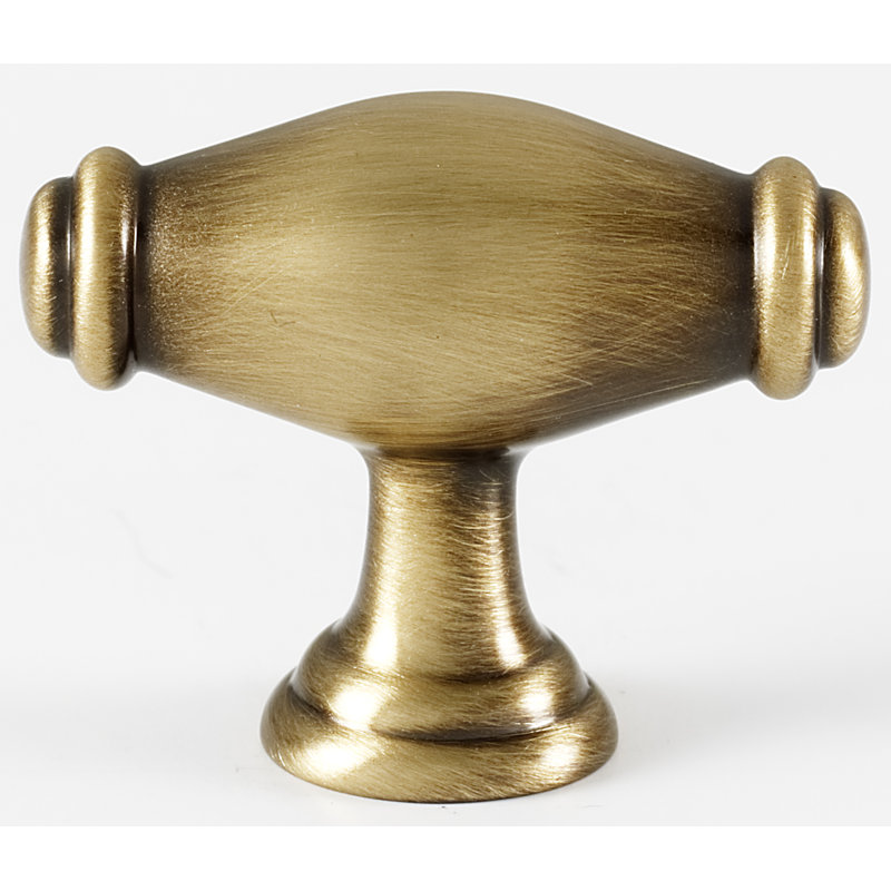 Antique English T-Handle Brass Cabinet Knob with Mounting Hardware