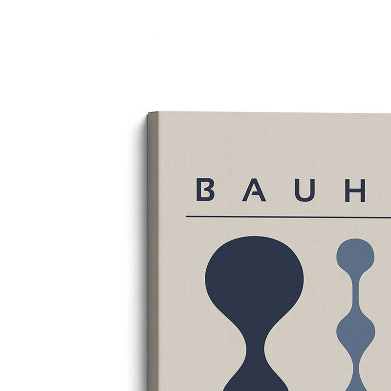 Affiche rétro Bauhaus II , Toile tendue, H 18 po x l 12 po, Blanc cassé / bleu marine foncé / bleu poudre / 