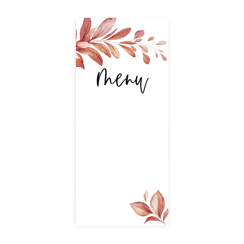 Boho, 52 cartes de menu imprimables en papier pour mariage