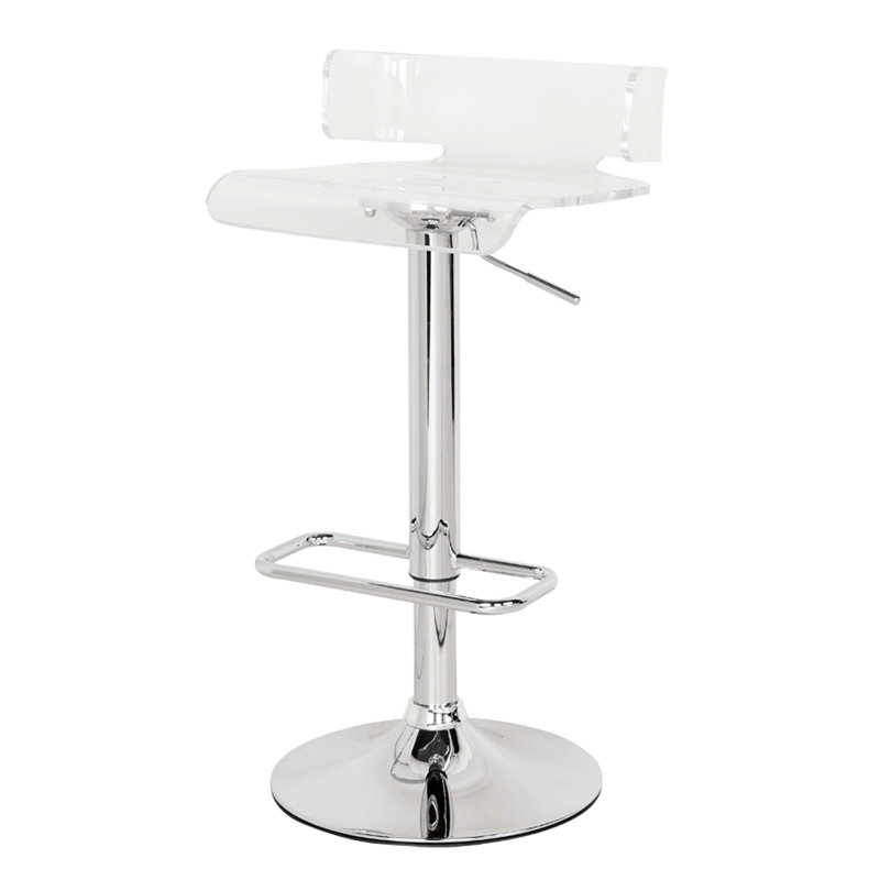 Tabouret réglable contemporain avec finition et siège en plastique avec accents en acrylique de 15,5 pouces de largeur