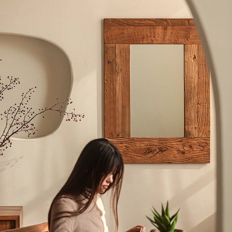 Rectangle Solid wood Wall Mirror, 31.50"H×23.62"W