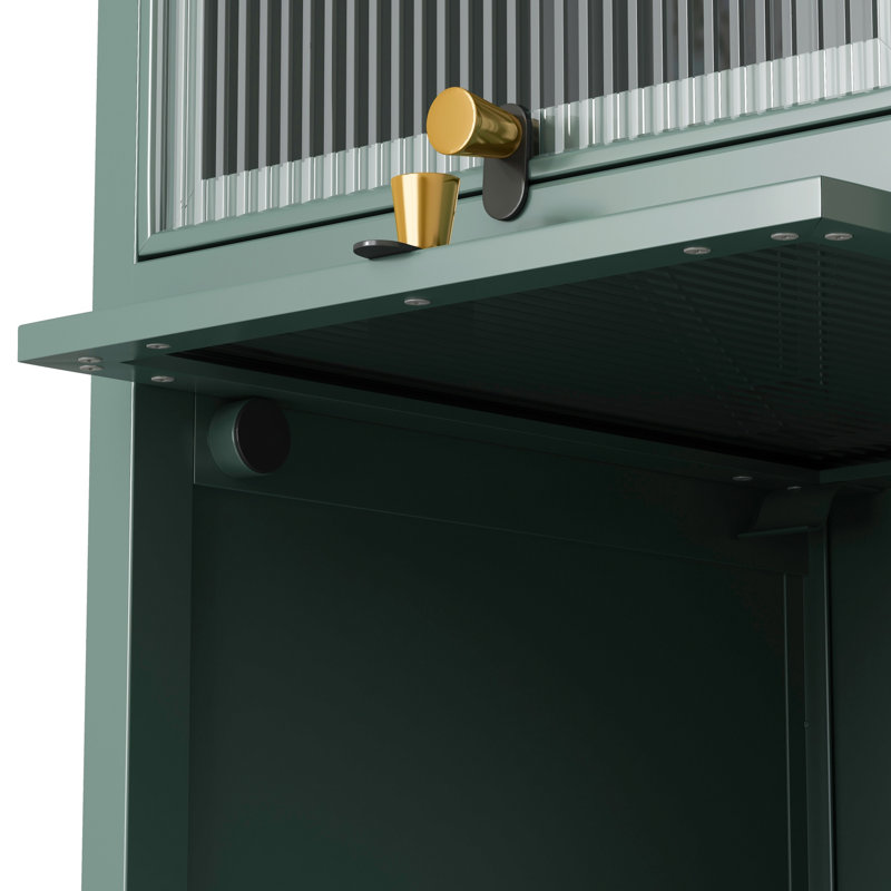 Armoire avec rangement à quatre niveaux, Vert foncé, 60.62" H x 13.78" W x 14.17" D