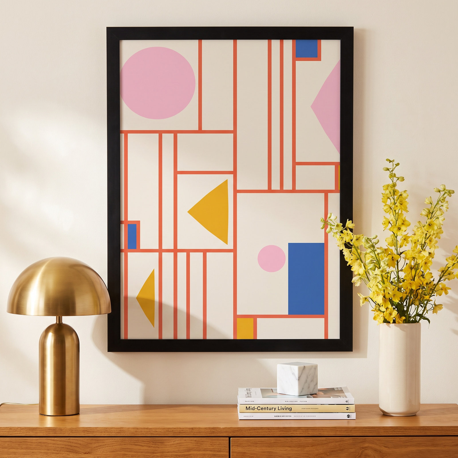 Framed Shapes Print by Beth Vassalo, 13" H x 10" W x 1" D, Black