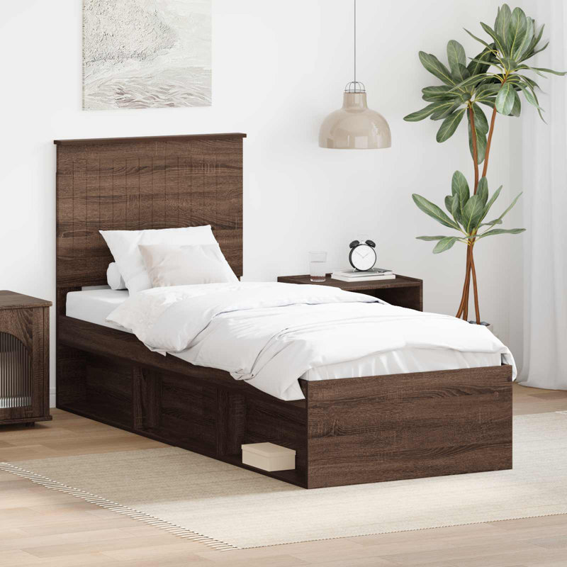 Solid Wood Bed Frame, Small Single (2'6), Brown Oak