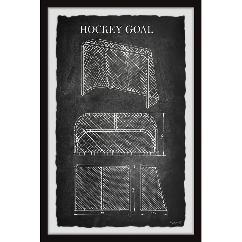 Cadre photo « hockey goal blueprint ii », impression sur papier, H 18 po x l 12 po x P 1,5 po