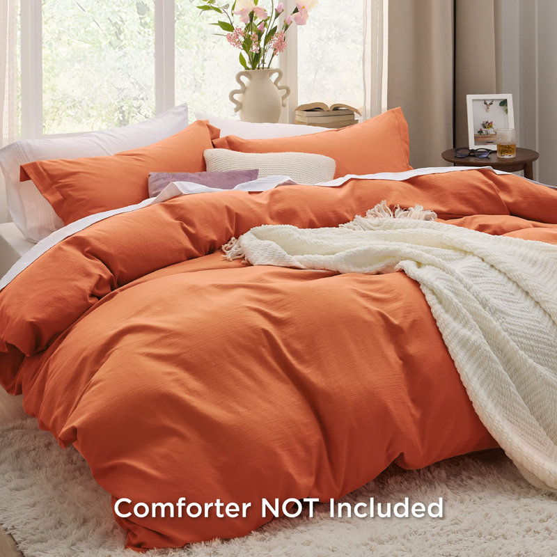 Ensemble de housse de couette Litsure, Housse de couette très grand et 2 très grandes t, Rouge-orange