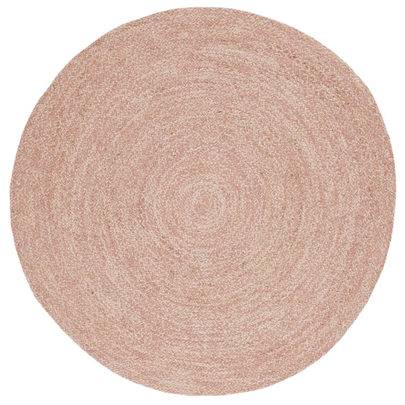 Jarid Natural Fiber Hand Loomed Wool/Jute Rug in Pink/Natural, Round 6'