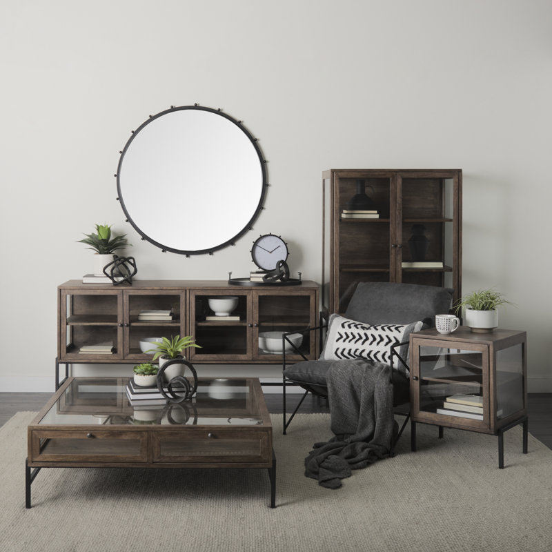 Warner 70'' Solid Wood Sideboard, Black/Brown