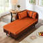 Chaise longue 65 po, velours brun et orange, mousse haute élasticité, structure stable, fauteuil de rangement de 65 pouces en quatre couleurs variées, fabrication en cuir et en bois massif, dossier confortable
