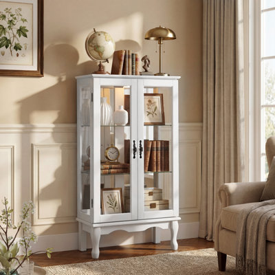 Vitrine lumineuse à 3 niveaux, 26 po x 11,75 po x 43,5 po, 1 pièce, armoires, blanc