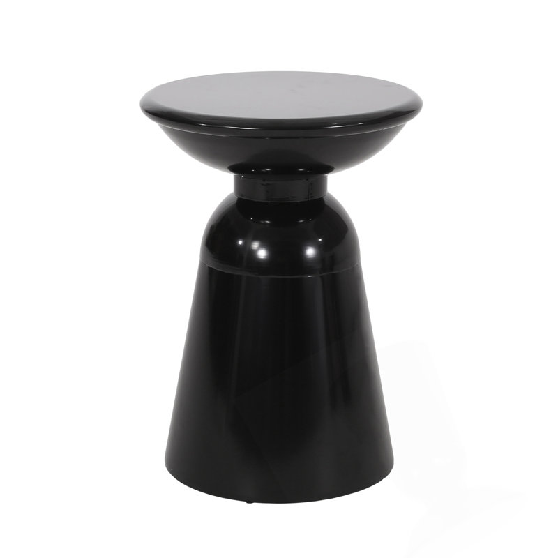 Stylish Outdoor Metal End Table With Pedestal Base,  For Modern And Durable Patio Furniture., Black
