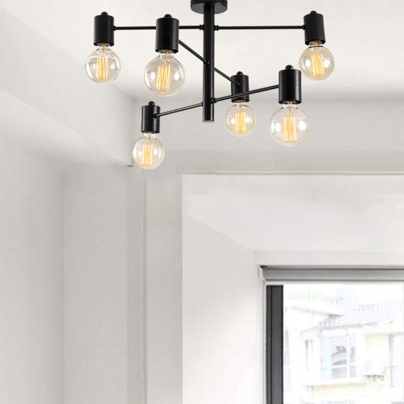 Lustre linéaire moderne à 6 lumières de style rétro de Portillo