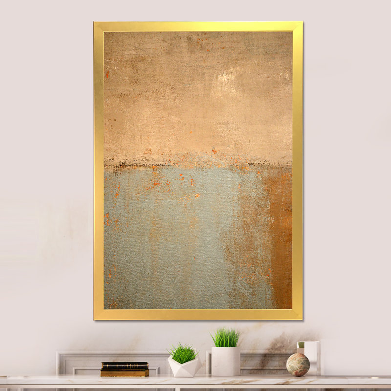 Art moderne gris et bleu II 2FL47712, H 36 po x l 24 po x P 1 po, Encadrement doré