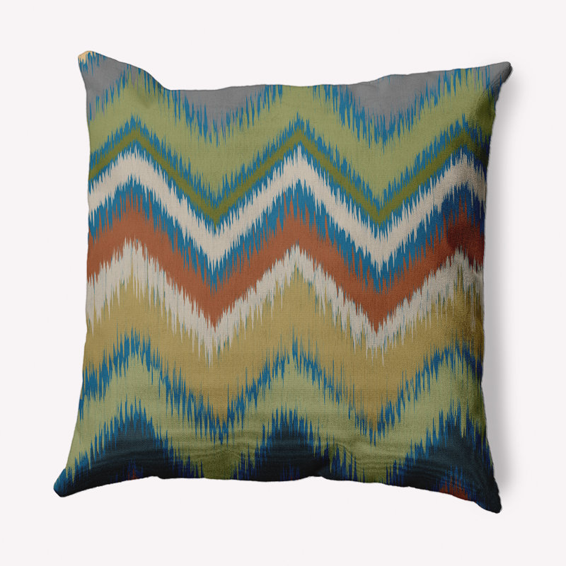 Coussin décoratif intérieur / extérieur Ikat, Bleu automne, 20 po x 20 po
