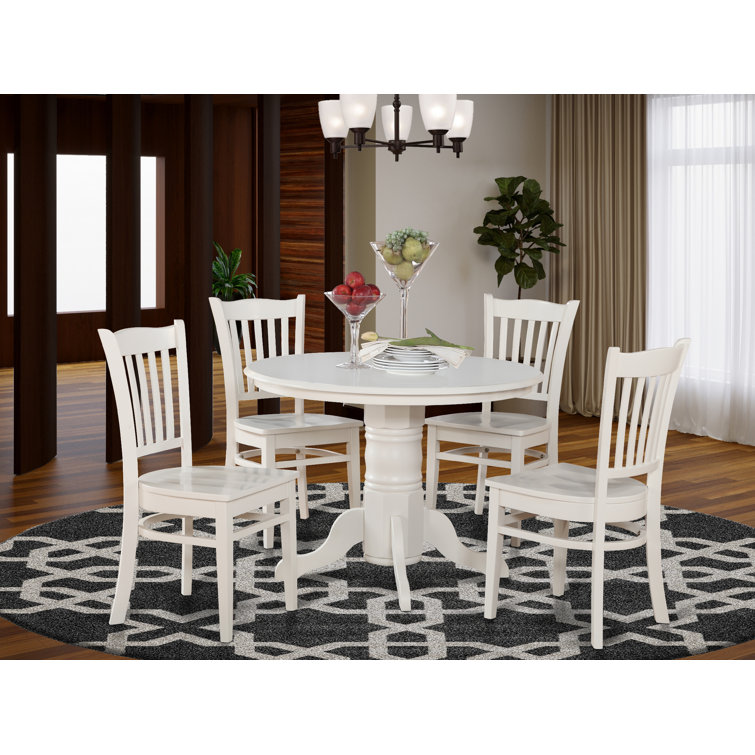 Gallatin 4 - Person Solid Wood Top Pedestal Dining Set