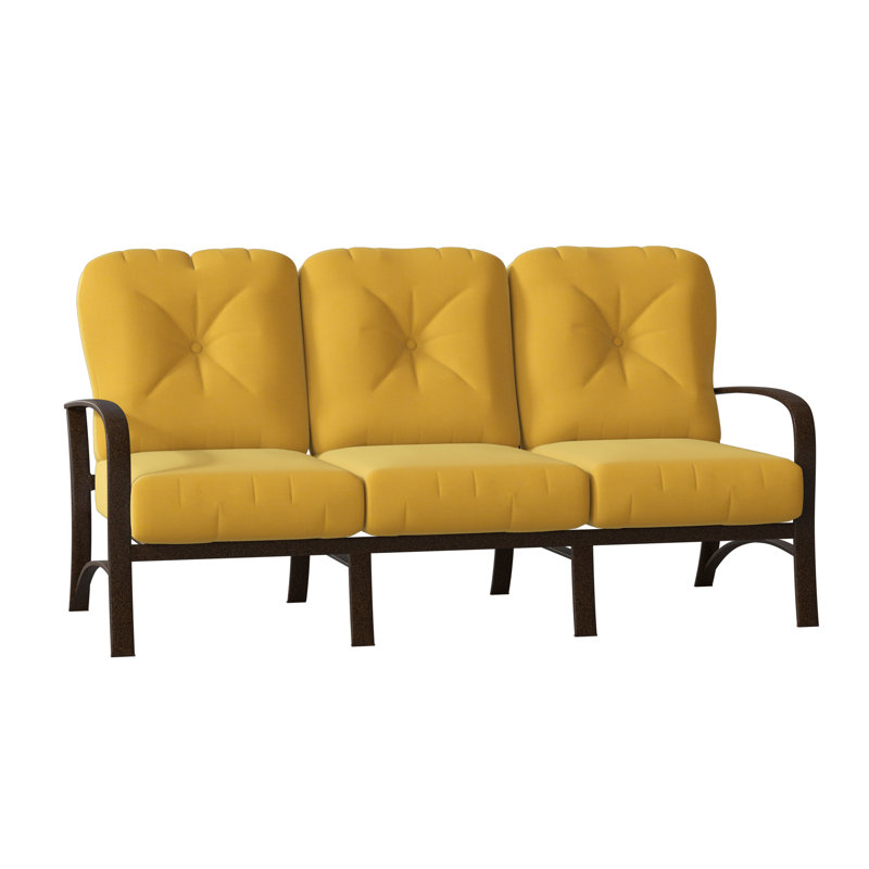 Fremont Outdoor 3 - Seat Patio Sofa, Chestnut Brown, Canvas Navy Sunbrella® Canvas