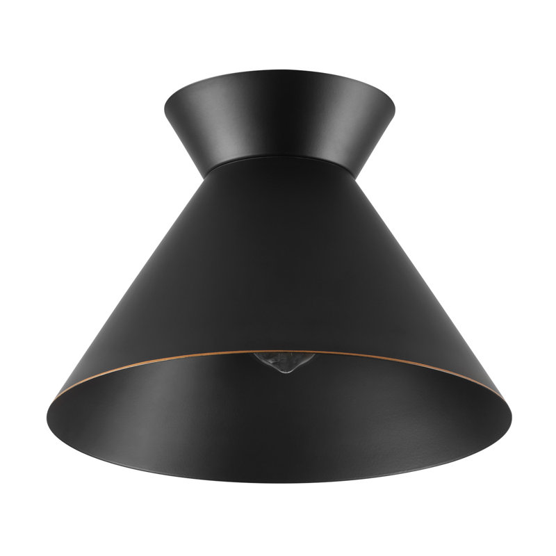 Novogratz X Globe 1-Light Flush Mount Ceiling Light, Matte Black, Bronze Trim On Shade And Canopy, Accent, Kitchen, Home Improvement, Hallway, Front Door, Entry, Dimmable