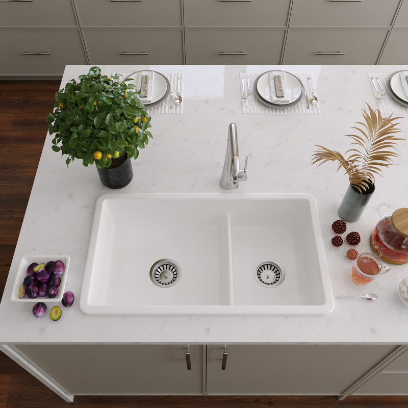 Nantucket Sinks 60/40 Dualmount Fireclay Sink Wellfleet-31OSW