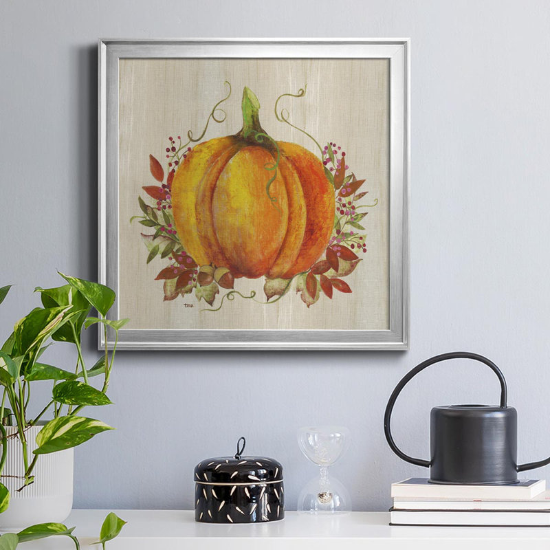 «Pumpkin in Fall», peinture sur toile encadrée, H 30,5 po x l 30,5 po x P 1,5 po, Argent
