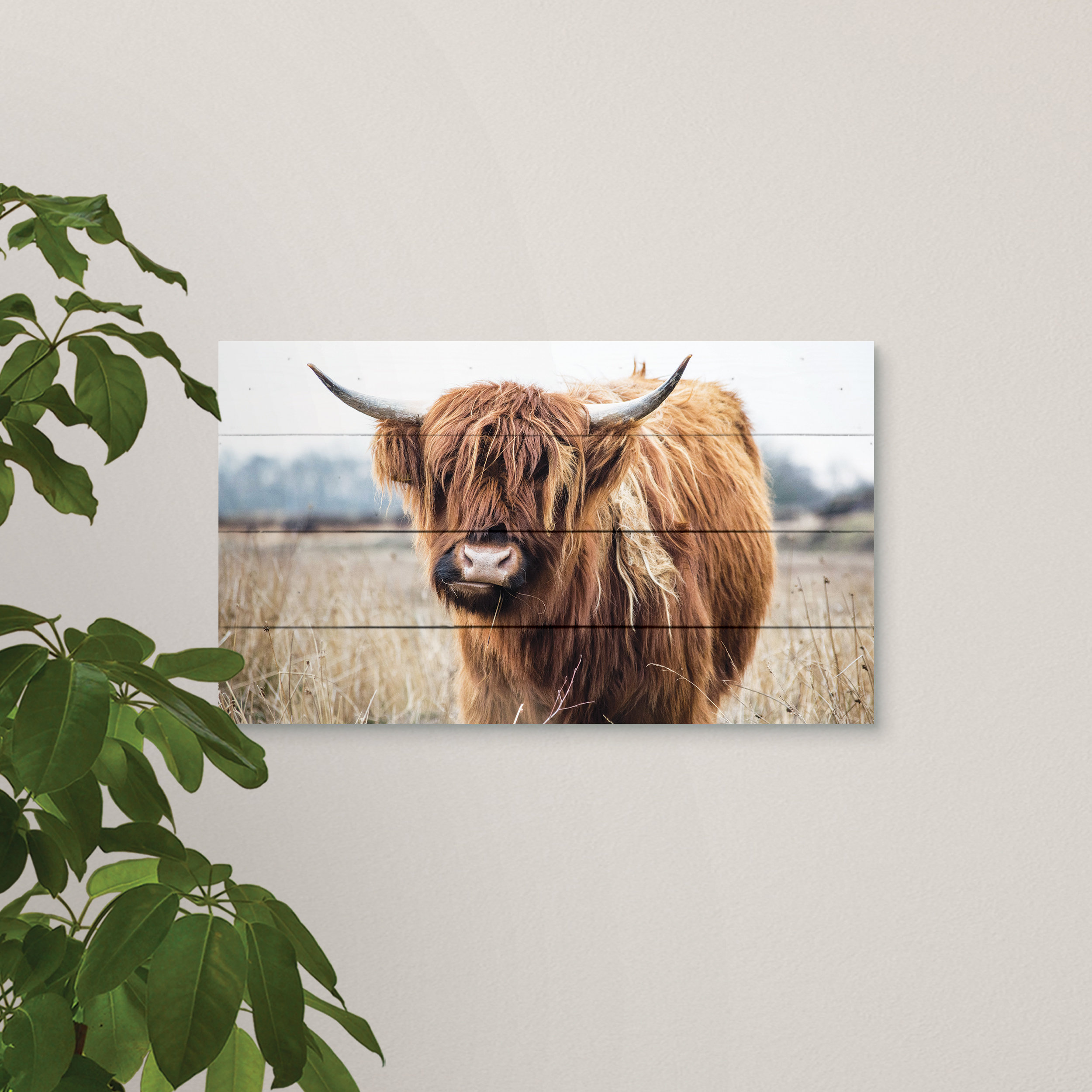 Union Rustic Cow On Wood Print | Wayfair