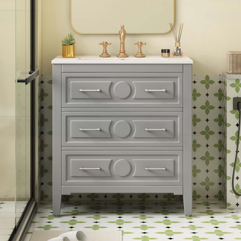 30'' Bathroom Vanity with Sink Combo, Gray