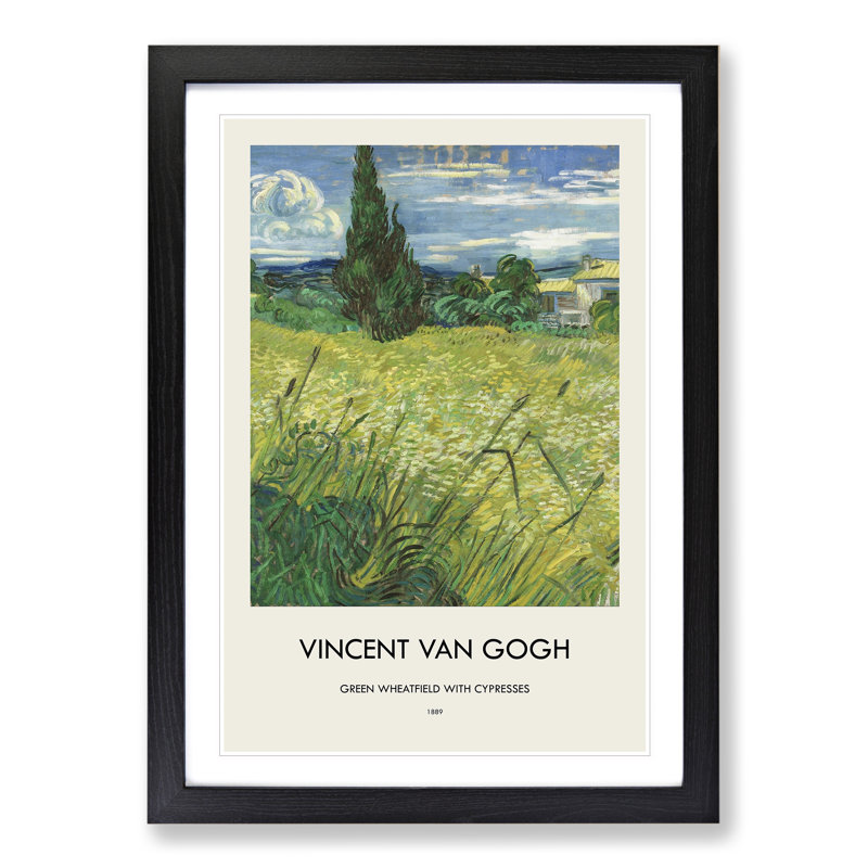 Green Field by Vincent Van Gogh - Single Picture Frame Print, Black Framed, 36cm H x 27cm W x 2cm D