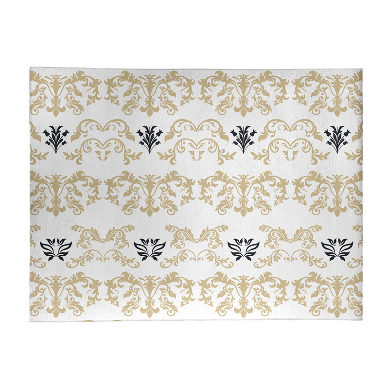 Tapis blanc / beige Damask, Rectangle 5 pi x 7 pi