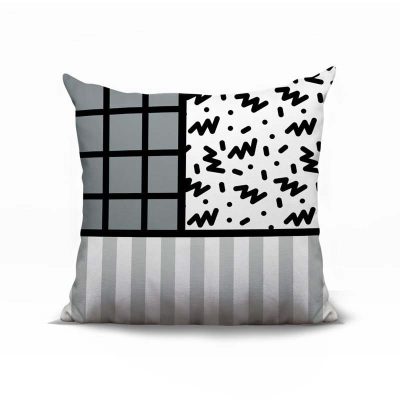 Oreiller carré réversible intérieur / extérieur Minka, Gris, Carré 16 po