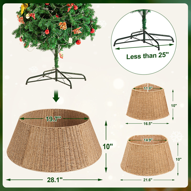 Rattan Tree Collar, 10" H x 28.1" W x 28.1" D