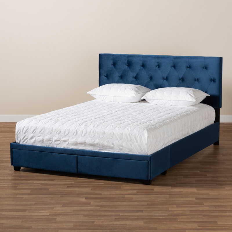 Plattsmouth Upholstered Platform Storage Bed, Queen, Navy Blue