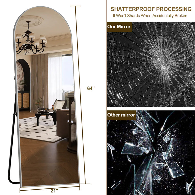 Dronfield Arch Mirror, 64" x 21", Silver