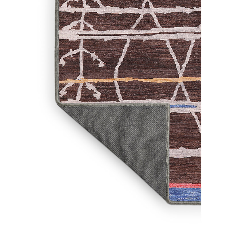 Tapis brun à motif géométrique, Rectangle 2 pi x 4 pi