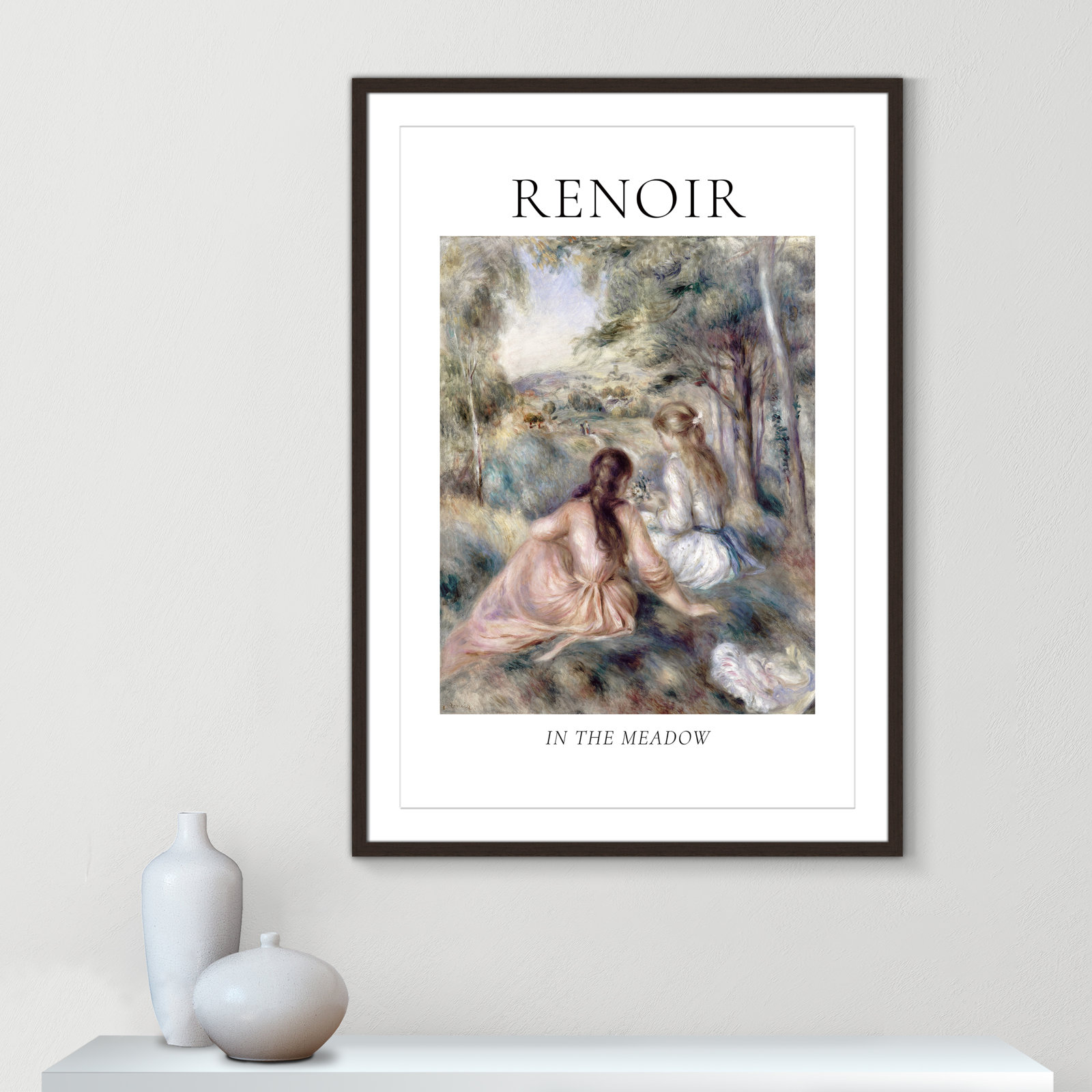 Old Masters Collection " In The Meadow " by Auguste Renoir, Yes, 41.5" H x 29.5" W x 1.25" D, Walnut Single Picture Frame