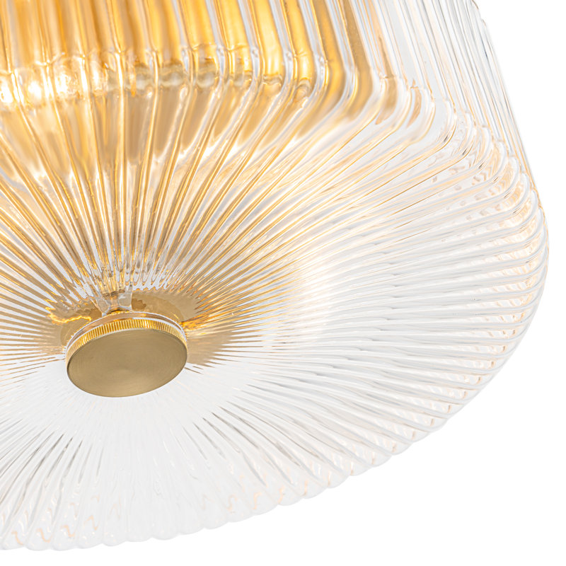 3 - Light Glam Drum Shaped Ribbed Glass Pendant