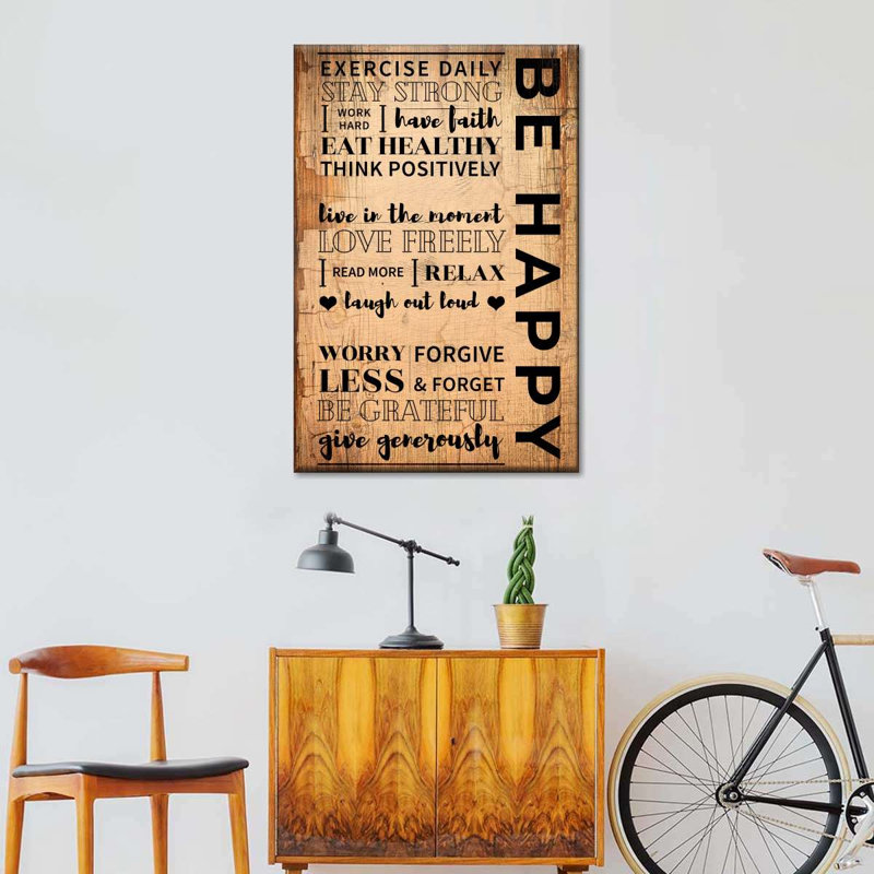 «How To Be Happy», reproduction sur toile, H 36 po x l 24 po x P 1,25 po