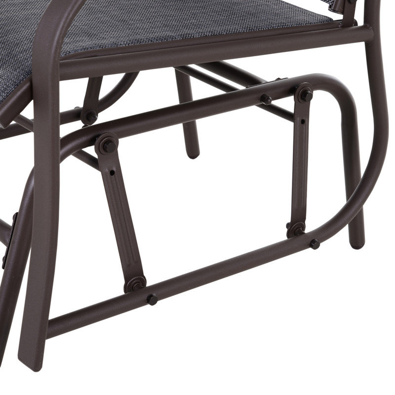 3 Piece Glider Rocking Chair Set Grey Outdoor Patio Bistro Furniture with Table Single Seater Rocker Garden Swing for Porch Balcony