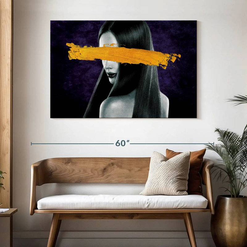 Leisha Pleasing Girl Yellow Brush Stroke, 32" H x 48" W