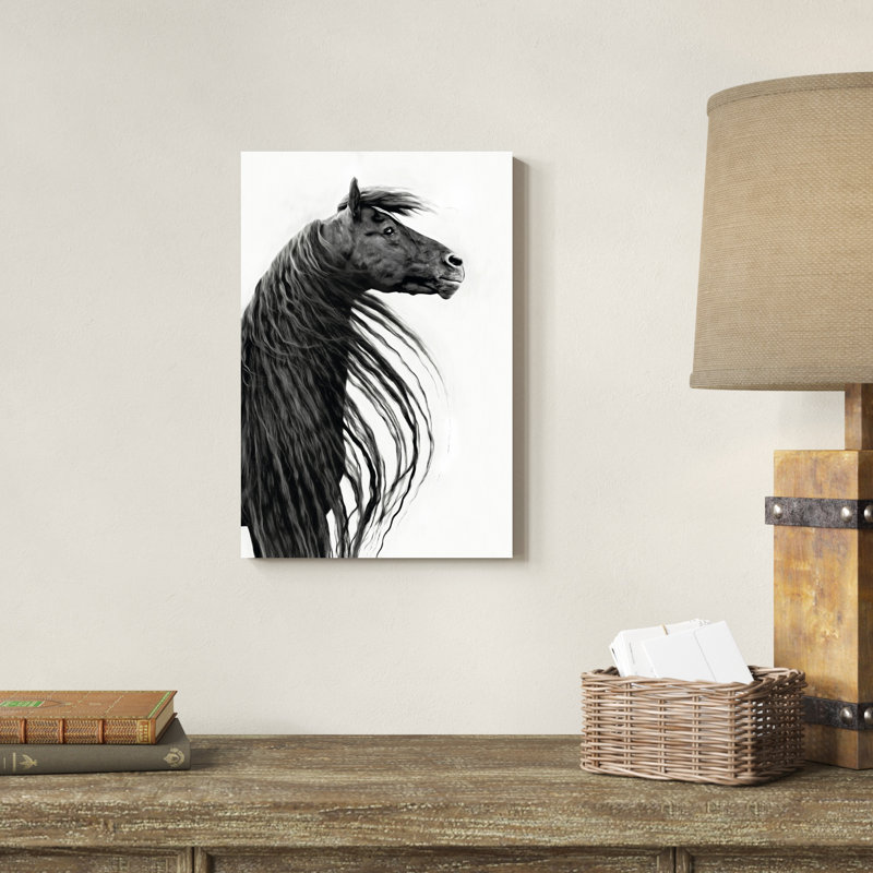 «Black and White Horse Portrait II» par PHBurchett - photographie sur toile tendue, H 18 po x l 12 po