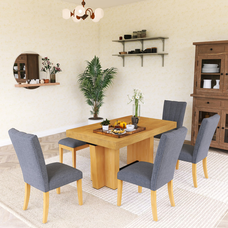 Ensemble de table de salle à manger extensible en bois pour 6 personnes Farmhouse, Brun / Gris