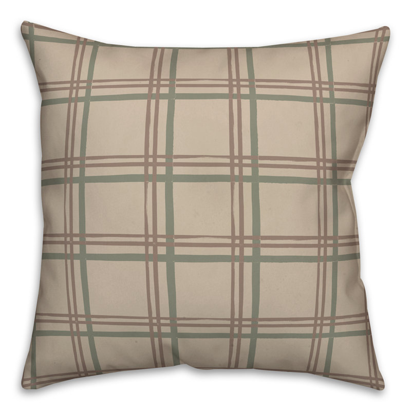 Plaid Square Throw Pillow, Brown