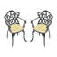 Fauteuil de patio en fonte d'aluminium avec structure noire et coussins de couleur beige