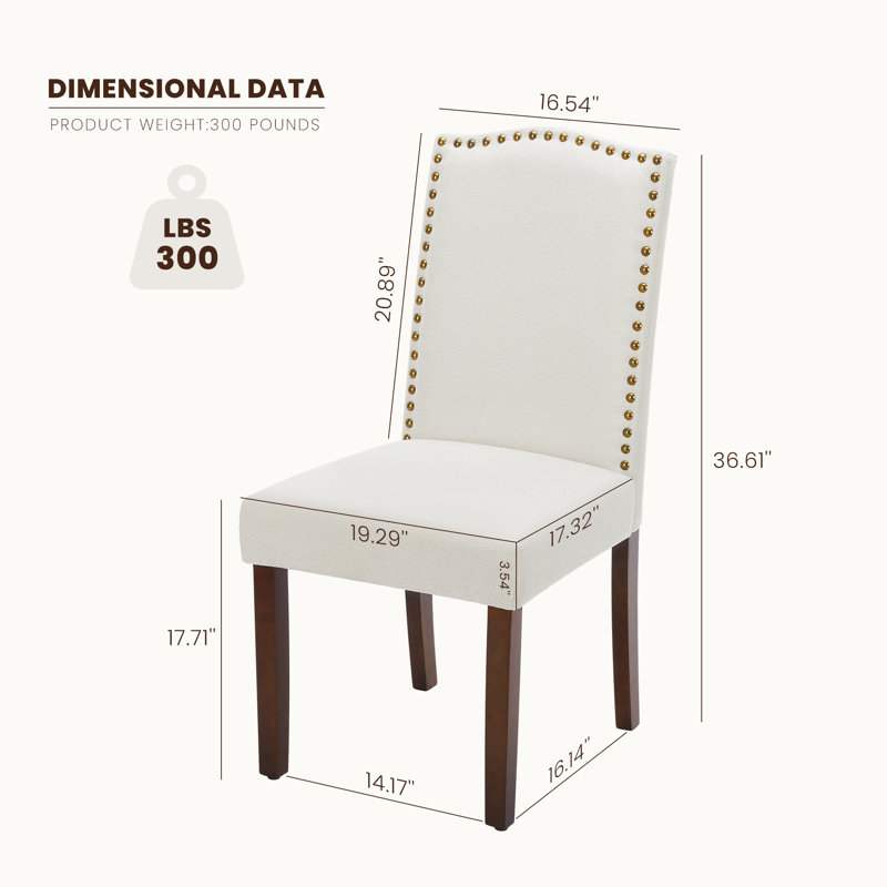 Iqlaas 17.71'' H Linen Upholstered Dining Chair, Beige