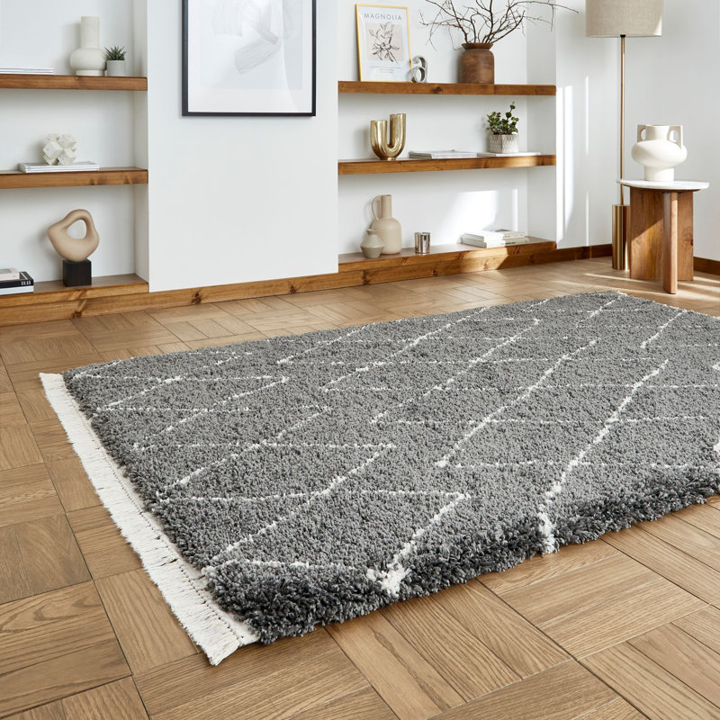 Boho Aert Machine Woven Grey Area Rug