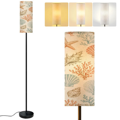  68.5" Standing Floor Lamp Marine hand drawn sea shells stars mollusk coral for textiles prints Dimmable Metal Pole Lamp with Linen Lampshade LED Bulb Included