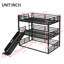 Lit superposé double au-dessus d'un lit double avec glissade, lit superposé triple en métal avec garde-corps de sécurité, lit superposé robuste avec conception à réduction de bruit, noir-119320792