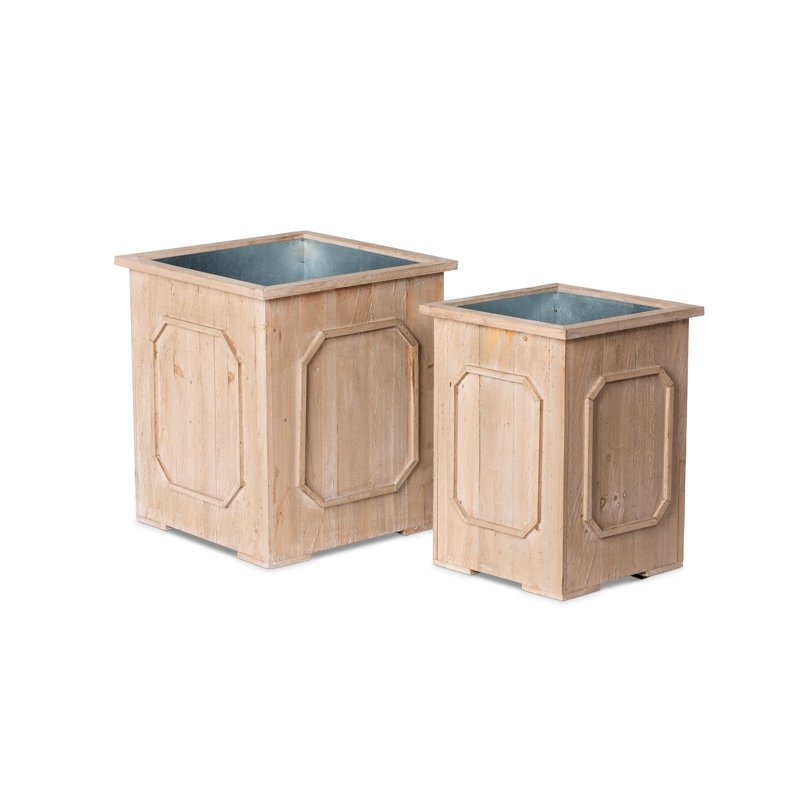 Manor Wood/Metal Planter Set