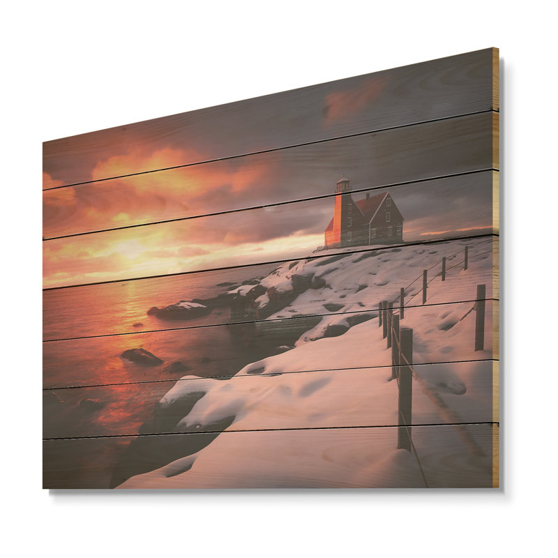 Garde-phare côtier en Alaska II - phare de plage sur bois, H 24 po x l 32 po x P 0,78 po