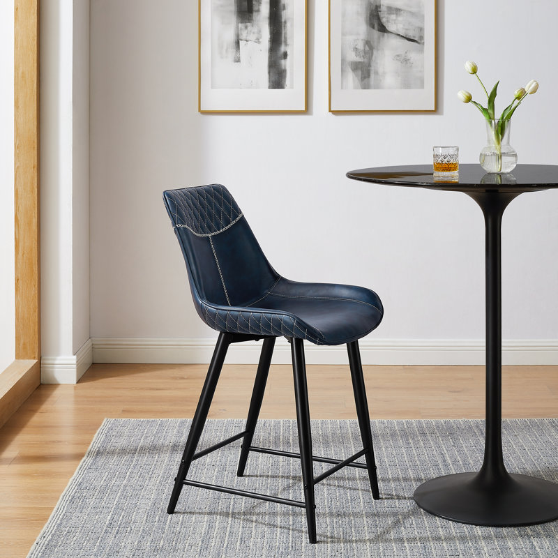 Tabouret de comptoir Elder , Bleu marine / Noir